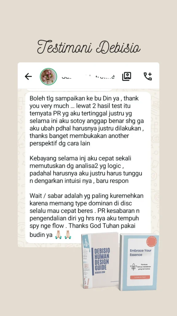 Testimoni Debisio tentang Emotional Authority dan Debisio Human Design Guide