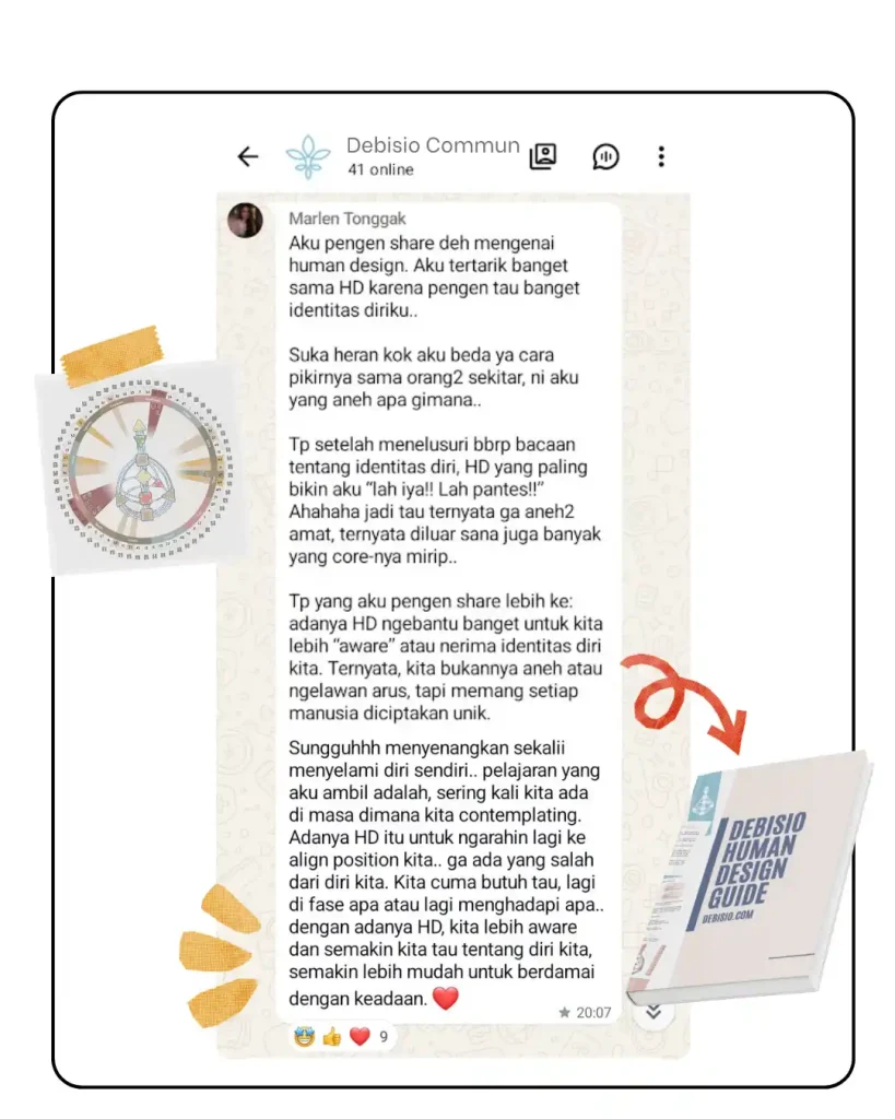 Testimoni Marlen Tonggak tentang Human Design Guide Debisio
